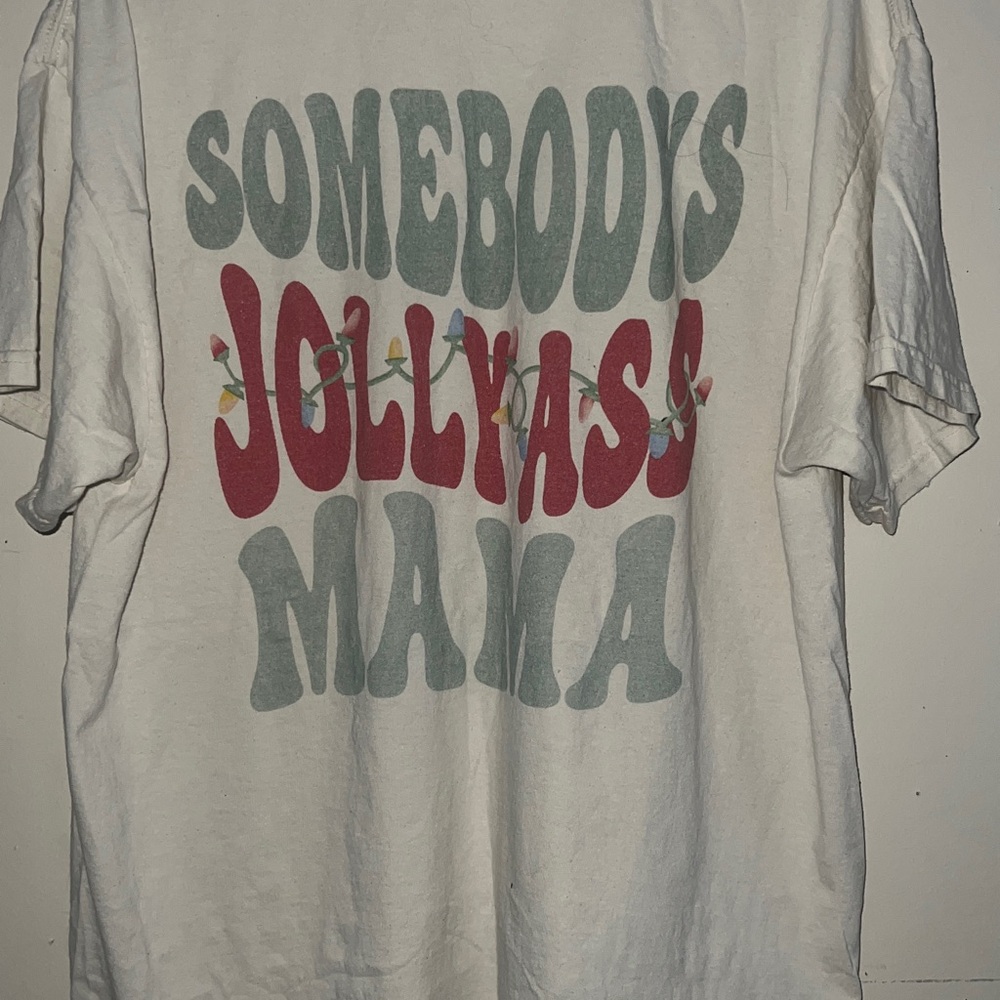 Etsy crème White T-Shirt with Smiley Face and Santa Hat and cute graphics back
